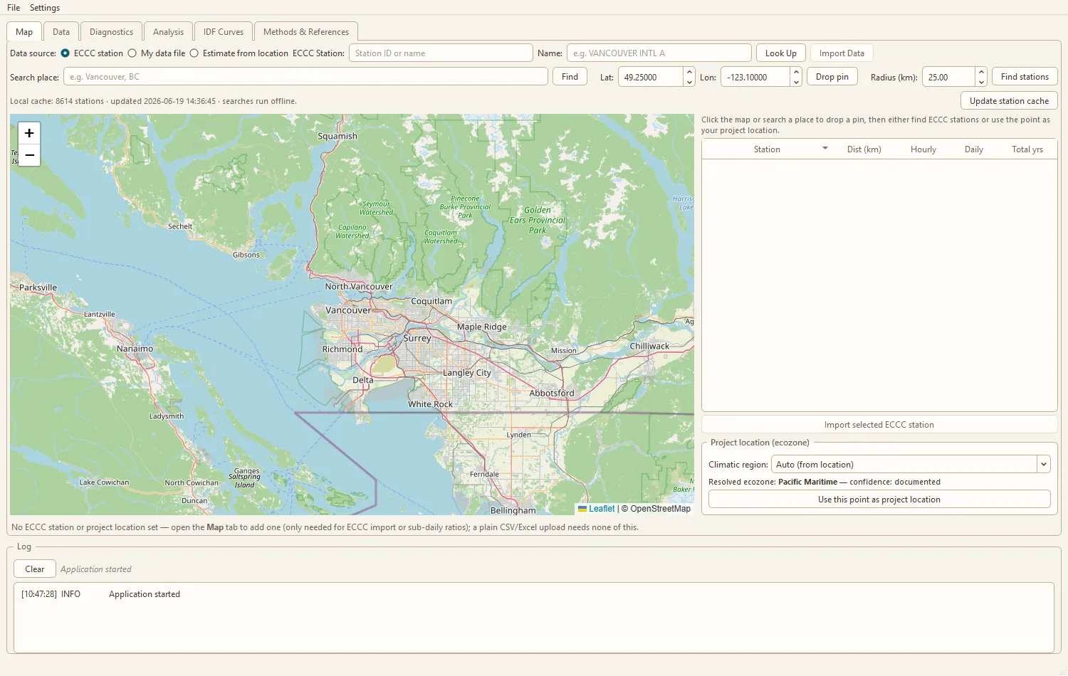 Cascade Hydro Map tab in light theme.